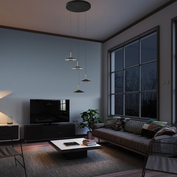 ORION подвесной светильник LED BLACK/ANT.BRASS 4L 32W - фото 3