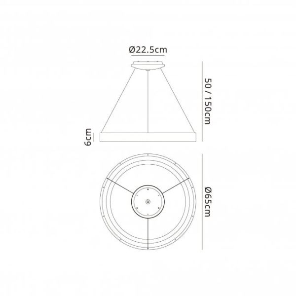NISEKO підвісна лампа 65 CM – чорна, з віддаленим контролем