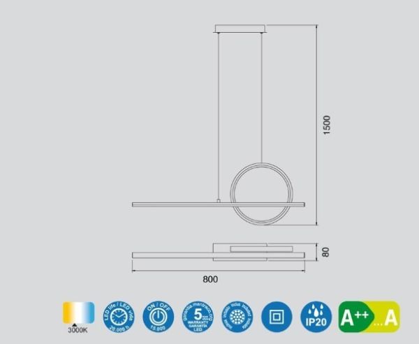 KITESURF белый подвесной светильник 30W G