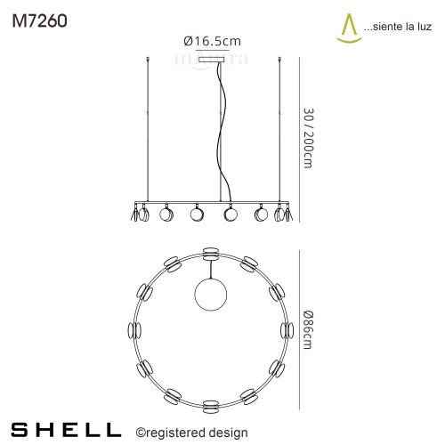 SHELL Подвесная лампа 12L Gold LED 50W 7260 Mantra - фото 6