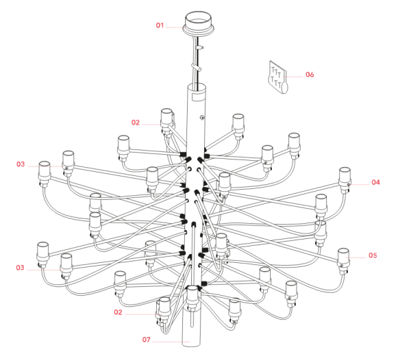 Підвісна лампа 2097/30 C/ прозорі лампочки EU Хром FLOS - фото 2
