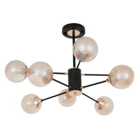 Люстра E27*8 720*400 мм Залізо, скло Чорний, золотий Astro