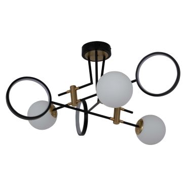 Люстра LED Strip 39W, E27 850*420 мм Железо, акрил, стекло Медно-золотой, черный Astro