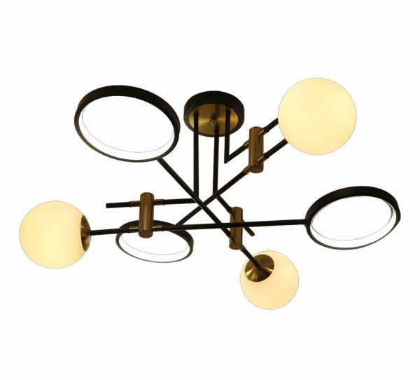 Люстра LED Strip 39W, E27 850*420 мм Железо, акрил, стекло Медно-золотой, черный Astro