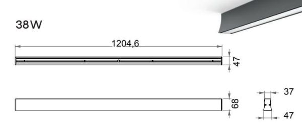 HANOK лампа на стелю 38W 3000K 110º BLACK