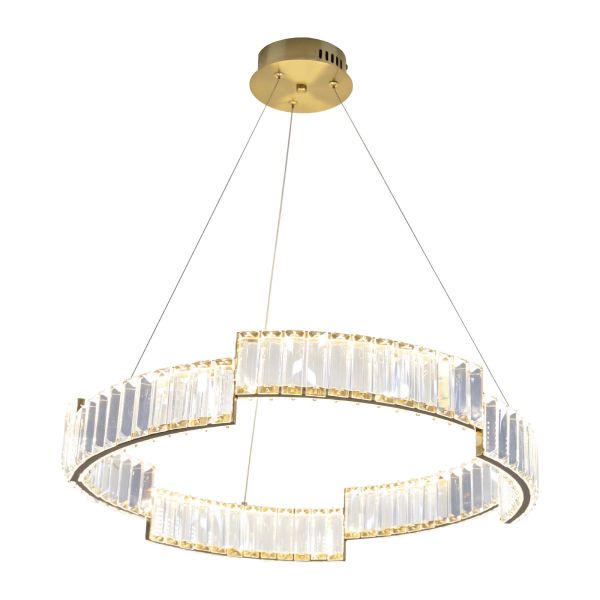 Люстра LED30W 600*100 мм Залізо, кришталь Мідно-золотий Astro - фото 4