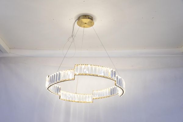 Люстра LED30W 600*100 мм Залізо, кришталь Мідно-золотий Astro - фото 2