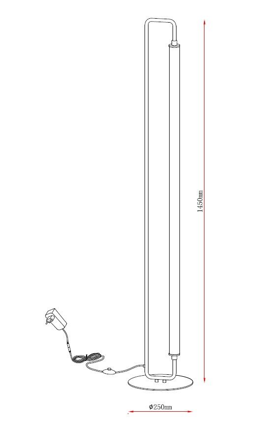 MAR2024085F LED Торшер Φ250x1445mm Чорний