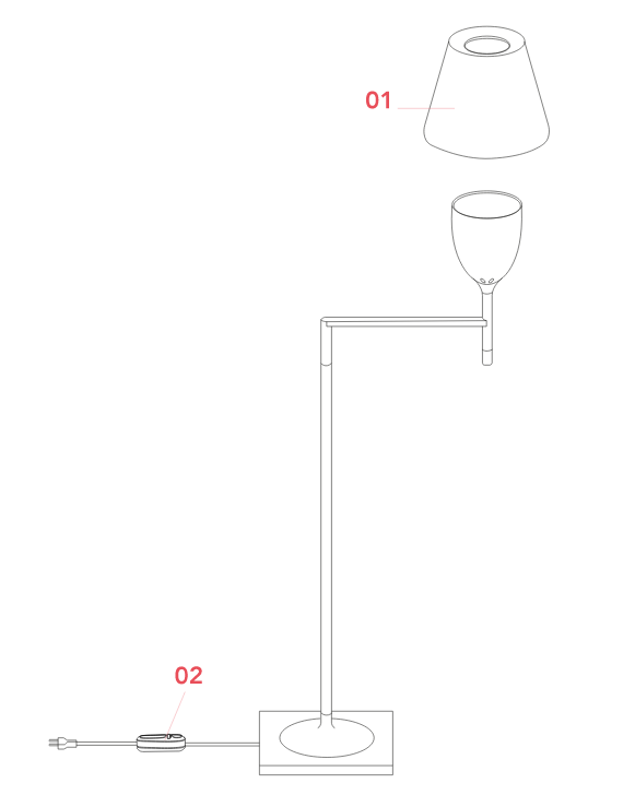 Торшер KTRIBE F1 DIM EU хром/алюм (корпус, диффузор) Серебро FLOS - фото 3