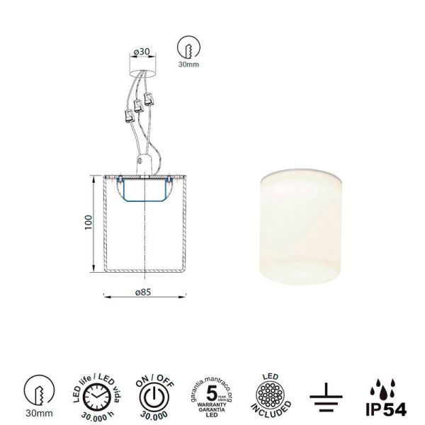 GLACIAR точкове освітлення LED маленьке 9W 3000K - IP44