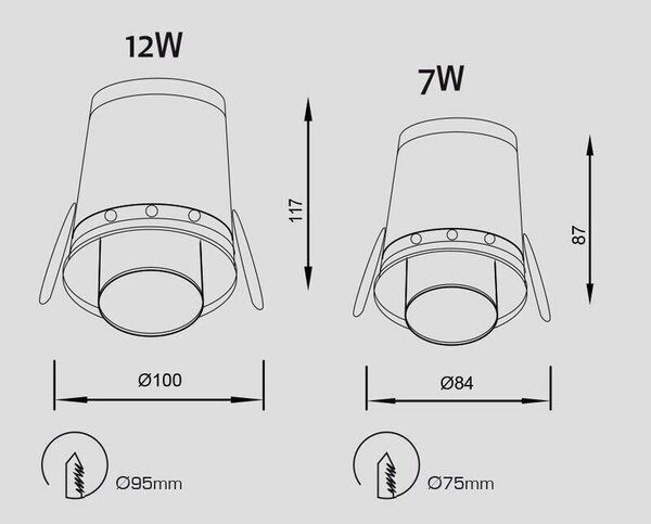 GARDA LED точкове світло вмонтоване (SWIVEL) 12W 3000K