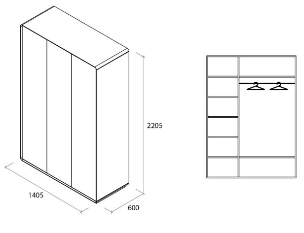 Шафа Астрід 3-х дверна сірий