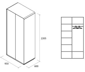 Шафа Астрід 2-х дверна сірий