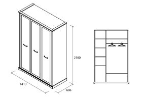 Шафа для одягу, 3-х дверна Б'янка