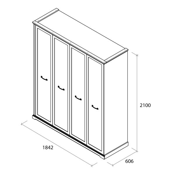 Шафа для одягу, 4-х дверна Б'янка - фото 2