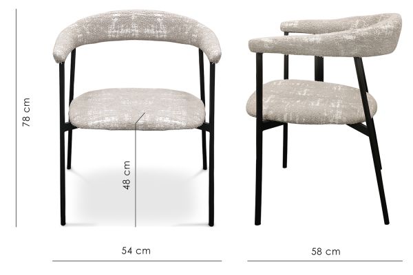 Hush Стул обеденный с подлокотниками, Sand luxury volcanic black base (16104) - фото 5