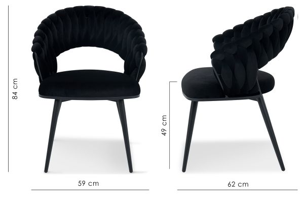 Minori Cтілець обідній з підлокітниками, Black moon velvet black base (16053) - фото 6