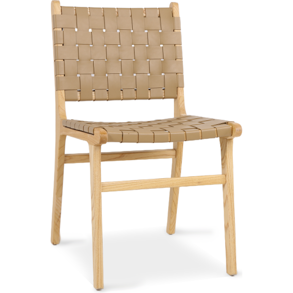 Nest Стул обеденный, Beige leather natural wood (13949) - фото 2