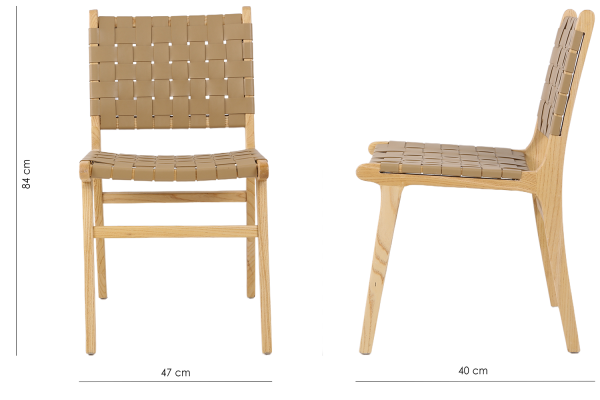 Nest Стул обеденный, Beige leather natural wood (13949) - фото 6