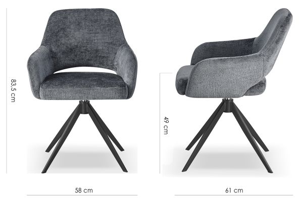 Rouse Стул обеденный с подлокотниками, поворотный 360° Charcoal chic (13826) - фото 6