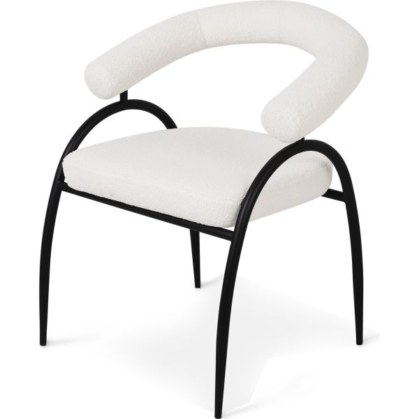 Lumen Стул обеденный с подлокотниками, Teddy white black base (13962) - фото 4