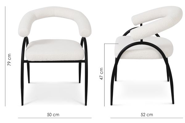 Lumen Стул обеденный с подлокотниками, Teddy white black base (13962) - фото 6