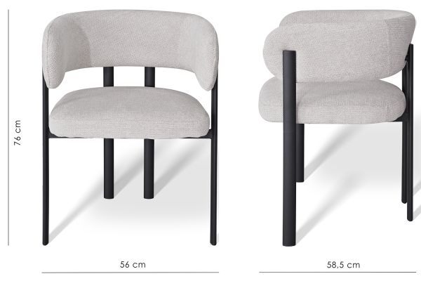 Nory Стул обеденный с подлокотниками, Marble linen black base (13989) - фото 6