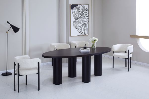 Nory Стул обеденный с подлокотниками, Marble linen black base (13989) - фото 7