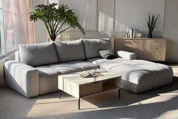 VOLTURNO Диван кутовий Taupe boucle 4-місний з правим шезлонгом (13451) - фото 7