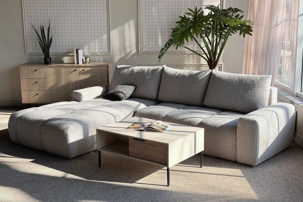 VOLTURNO Диван кутовий Taupe boucle 4-місний з лівим шезлонгом (13452) - фото 6