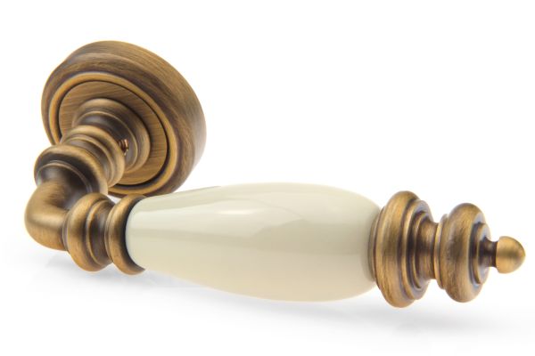 Дверна ручка Fadex Siena Ceramic V B02 бронза матова / бежева кераміка - фото 3