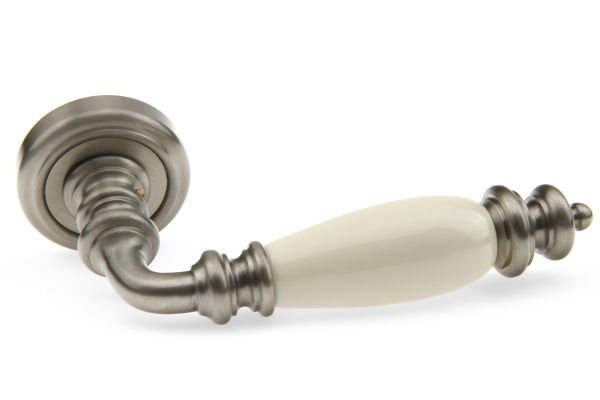 Дверная ручка Fadex Siena Ceramic V N02 никель матовый / бежевая керамика