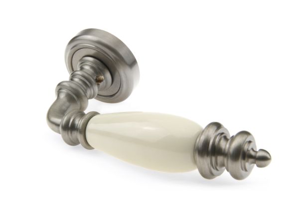Дверная ручка Fadex Siena Ceramic V N02 никель матовый / бежевая керамика - фото 2