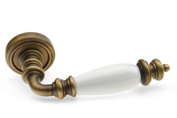Дверна ручка Fadex Siena Ceramic V B02 бронза матова / біла кераміка