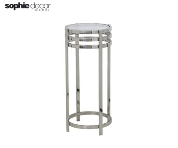 Столик RINGS диам 35х80 см стекло никель