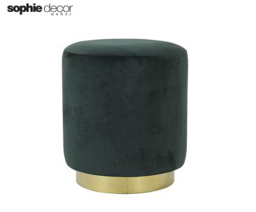 Пуф NADIEN диам 40х45 см вельвет темно зеленый золото