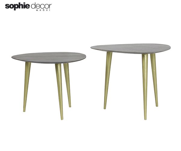 Комплект с 2 столиков CHASEY 45x45x35+50x50x40 см, дерево, серый бронза