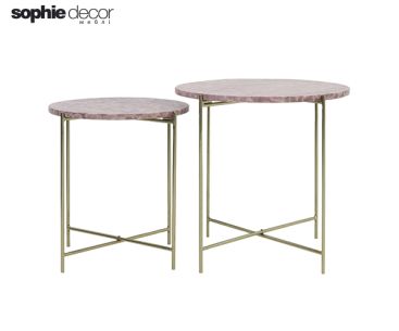 Столик DELON S 2 диам 45x40 диам 50x50 см мрамор розовый золото