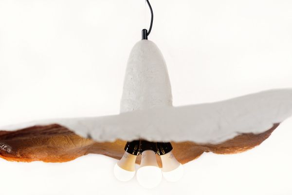 Светильник из усиленного папье-маше подвесной серый "ШЛЯПА" на 3 лампы P025-19 - фото 2