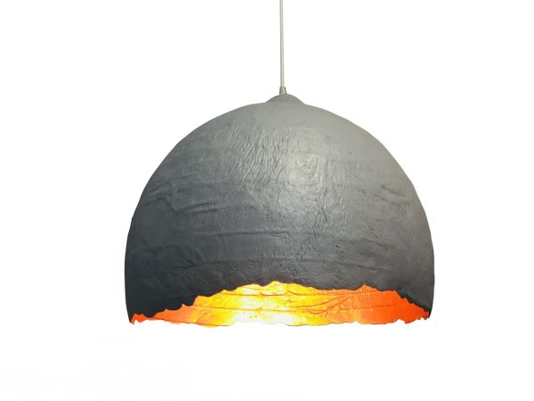 Светильник из усиленного папье-маше подвесной темный серый P019-19