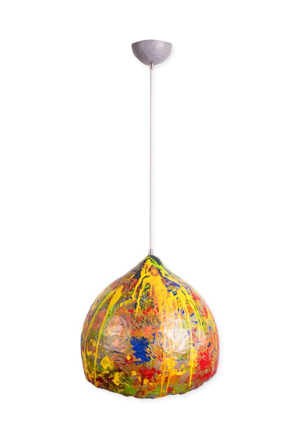 Светильник из усиленного папье-маше подвесной с росписью "КРАСКИ" P023-19