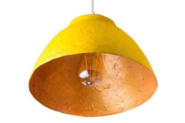 Светильник из усиленного папье-маше подвесной желтый P006-19