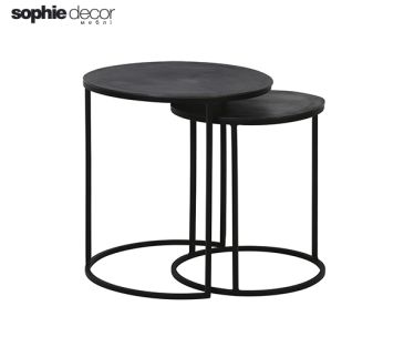 Комплект 2 столиков TALCA S/2 диам. 40x45+диам49x50,5см античный свинец