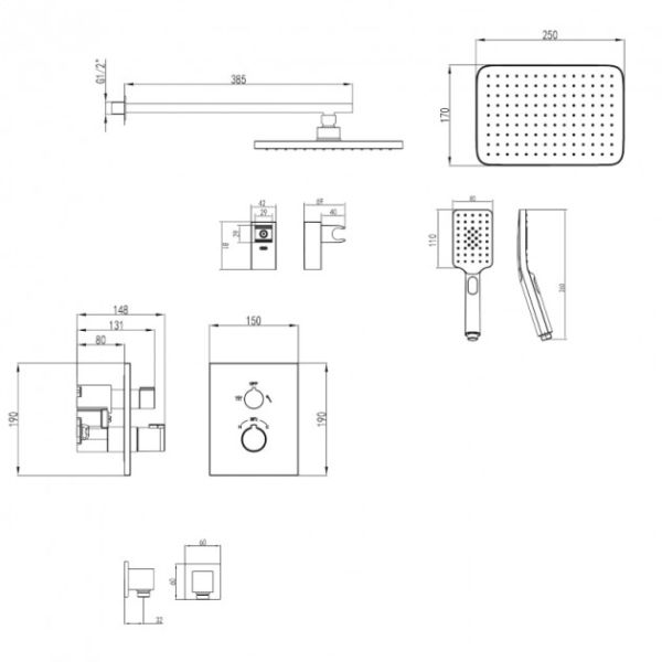 Душевая система скрытого монтажа Grohe Grohtherm SmartControl Cube на 3 потребителя (23409SC2) - фото 2