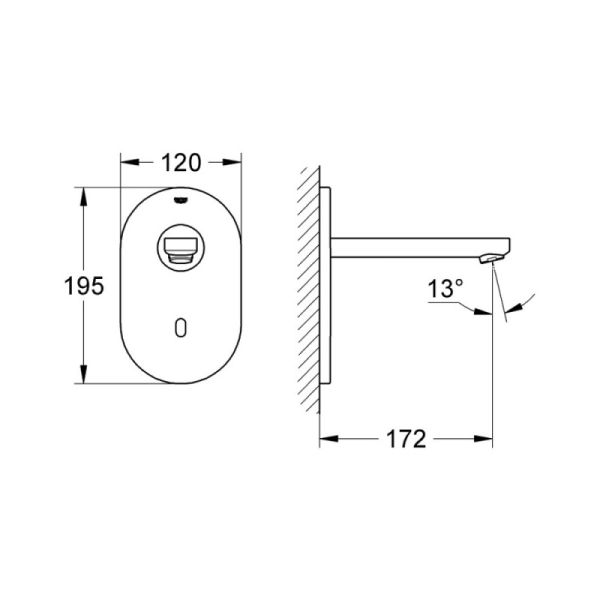 Зовнішня частина безконтактного крана для раковини Grohe Euroeco Cosmopolitan E 36273000 - фото 2