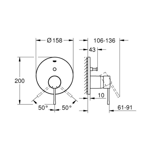 Зовнішня частина змішувача для душу Grohe Essence 24058001 на два споживача - фото 2