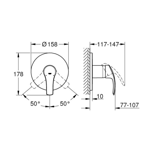 Внешняя часть смесителя для душа Grohe Eurosmart 24042002 - фото 2