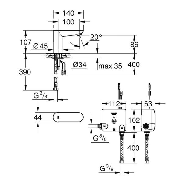 Кран для раковины бесконтактный Grohe Euroeco Cosmopolitan E 36384000 - фото 2