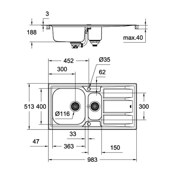 Кухонная мойка Grohe Sink K400 31569SD0 - фото 2