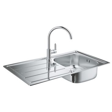 Набор Grohe мойка кухонная K200 31562SD0 + смеситель BauEdge 31367000